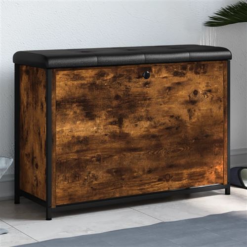 Panca Portascarpe Cassetto Ribaltabile Rovere Fumo 82x32x56cm - Vidaxl