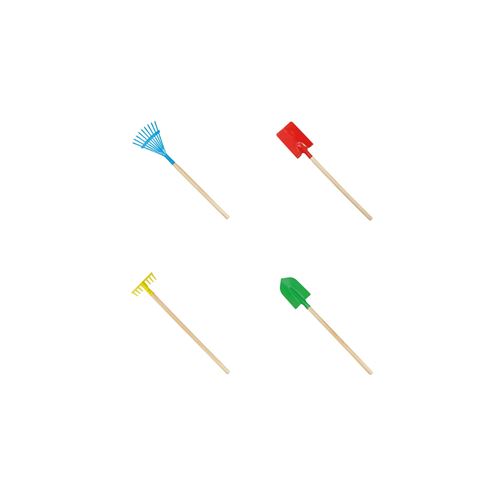 Jouet de plage - Lot de 4 outils pour enfant - Manches en bois