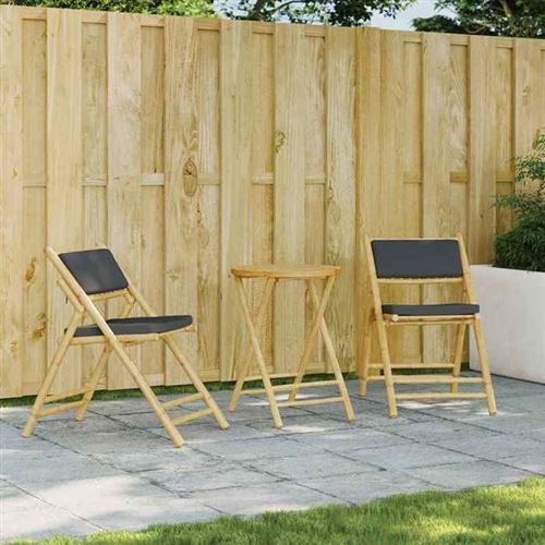 Salon de jardin Vidaxl bambou gris 2 pieces