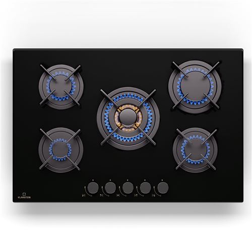 Klarstein Table De Cuisson À Gaz Plaque De Cuisson À Gaz 5 Brûleurs Encastrable 10400W Noir