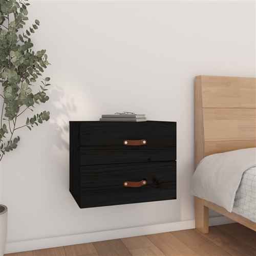vidaXL - Table de chevet murale - Noir - 50x36x40 cm - Image 2