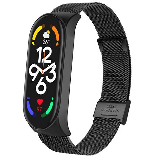 Bracelet Xiaomi Mi Band 7 iMOSHION® Milanees vouwbandje met inkliksysteem Noir