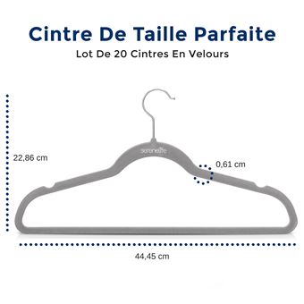 Cintres Velours Gris Pour Costumes - Lot De 10, Avec Barre Pantalon, Envergure 42 Cm