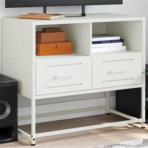 Non Communiqué Blanc Vidaxl Meuble Tv 68X39x60,5 Cm Acier, Support Tv, Buffet Tv, Armoire Hifi, Banc Tv, Armoire En Métal, Meuble 846553