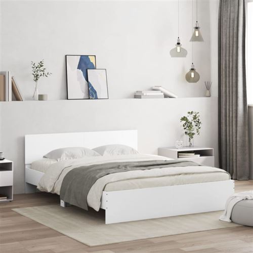 Non Communiqué Blanc Cadre De Lit Avec Led Sans Matelas 160X200 Cm