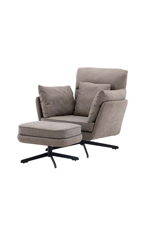 Paris Prix Gris Fauteuil Bouclé Avec Pouf - Image 3