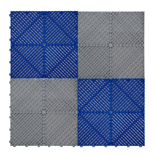 Monstershop Vented Garage Floor Tiles With Edges – 120 Grey & 120 Blue