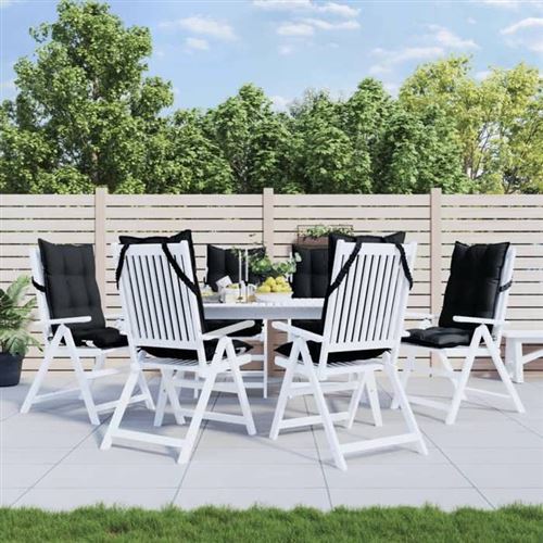 Non Communiqué Blanc Vidaxl Lot De 6 Coussins De Chaise À Dossier Haut, Galette De Siège Imperméable, Coussin D'extérieur Anti-Glissement Jardin 377625