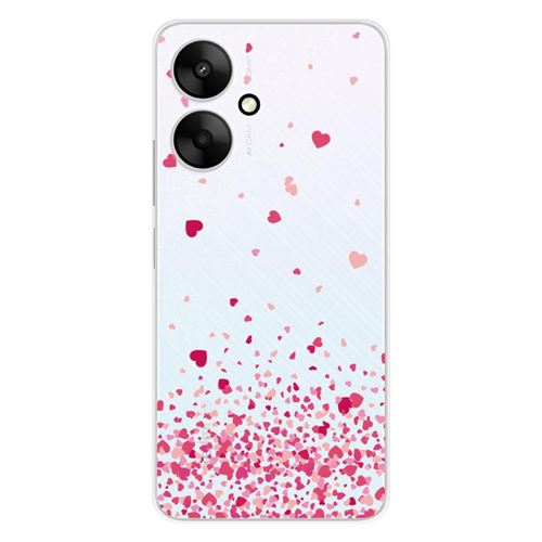 Coque en silicone imprimée compatible Xiaomi Redmi 13C 5G Confettis de Coeurs Rose