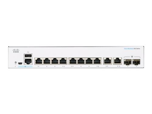 Cisco Business 350 Series Cbs350-8Fp-E-2G - Commutateur - C3 - Géré - 8 X 10/100/1000 (Poe+) + 2 X Sfp Gigabit Combiné - Montable Sur Rack - Poe+ (120 W)