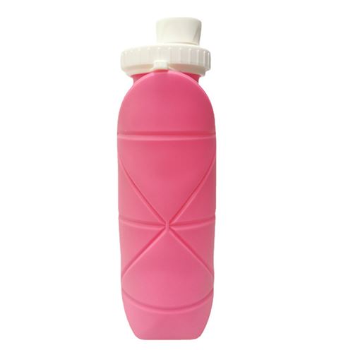 Tasse à Eau Pliante Portable en Silicone Pliable 600ML Rose