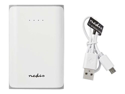 Nedis - Banque d'alimentation - 7500 mAh - 3.1 A - 2 connecteurs de sortie (USB) - blanc