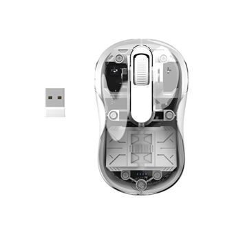 Mobility Lab Phantom - Muis - multi connection - rechts- en linkshandig - optisch - 3 knoppen - draadloos - 2.4 GHz, Bluetooth - USB draadloze ontvanger - wit, transparant - papieren doos - 1