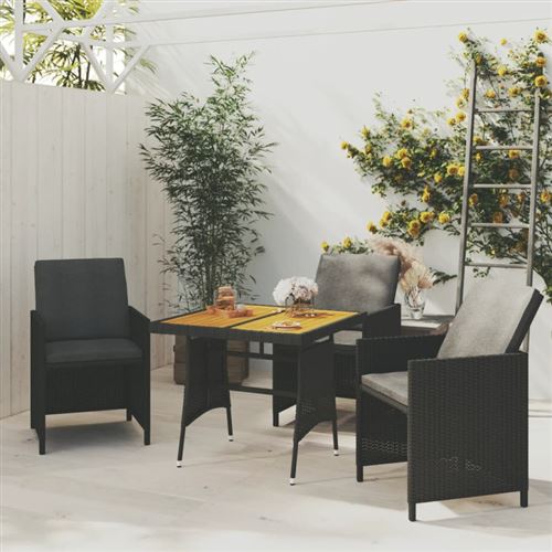 Non Communiqué Noir Table De Jardin 70X70x72 Cm Résine Tressée Et Acacia