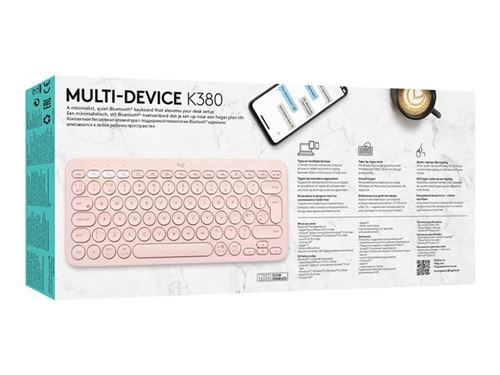 Logitech K380 Multi-Device Bluetooth Keyboard - Toetsenbord - draadloos - Bluetooth 3.0 - QWERTZ - Duits - roze