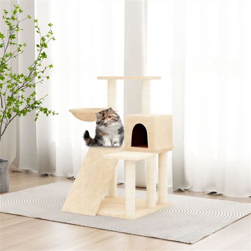 171660  vidaXL Arbre à chat avec griffoirs en sisal Crème 82 cm