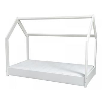 Ensemble matelas ECO+Lit maison cabane 190x90cm blanc - 1