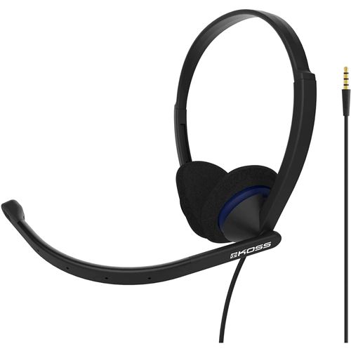Casque d'Écoute Filaire avec Microphone Anti-bruit pour Bureau Vidéoconférence KOSS CS200i  Noir