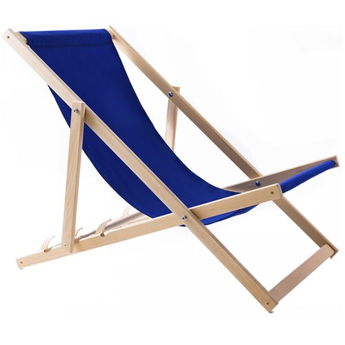 Chaise longue de plage en bois couleur bleu