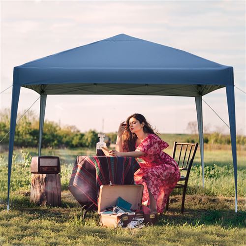 3 x 3 m Tonnelle de Jardin Pliable Tente de Jardin Protection UV pour Mariage,fête,Camping Bleu