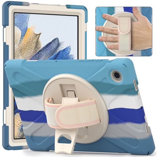 Non Communiqué Bleu Coque En Silicone Avec Béquille Rotative Coloré Pour Votre Samsung Galaxy Tab A8 10.5 (2021)