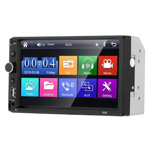 GEARELEC Autoradio 7 pouces avec Screen Mirroring Caméra de Recul 12LED Bluetooth USB AUX Radio FM