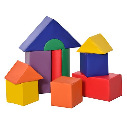 11 blocs de construction en mousse XXL - modules de motricité - jouets éducatifs - certifiés normes EN71-1-2-3 - mousse EPE revêtement PU multicolore