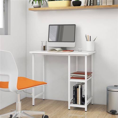 VidaXL Bureau d'ordinateur MDF 80x40x72cm Blanc - Image 4