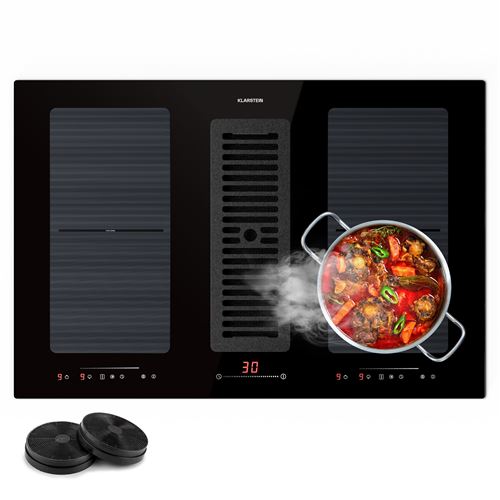 Plaque de Cuisson Induction 2 en 1 77 cm cm avec Hotte Aspirante 391m&sup3; h 