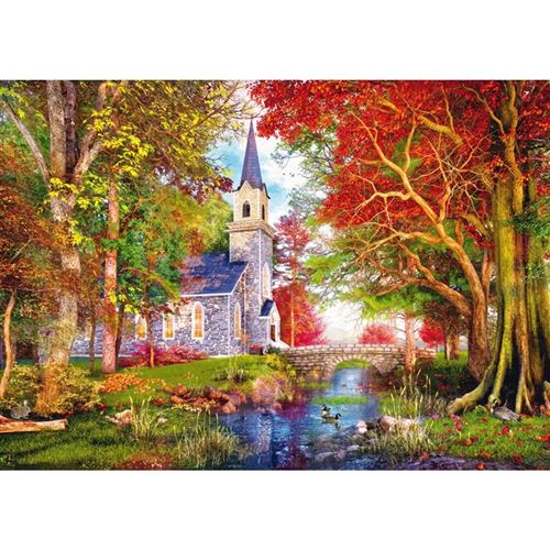 Non Communiqué Puzzle 1000 Pièces : La Chapelle Dans La Forêt D'automne