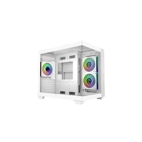 Boîtier PC Minitower Cooler Master Elite 481 Wood White - Verre Trempé Argb Pwm - Façade Bois Naturel