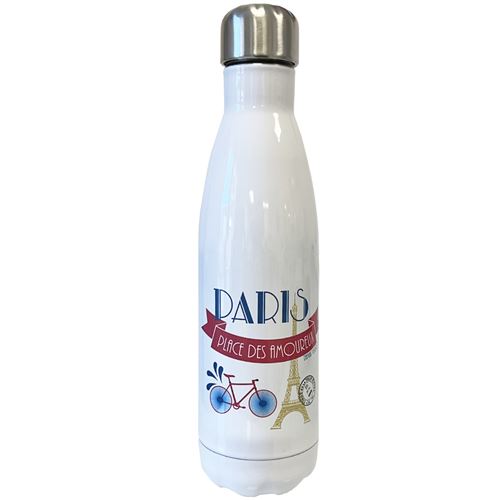 Enesco - Bouteille isotherme - Paris place des amoureux - Blanc - Image 2