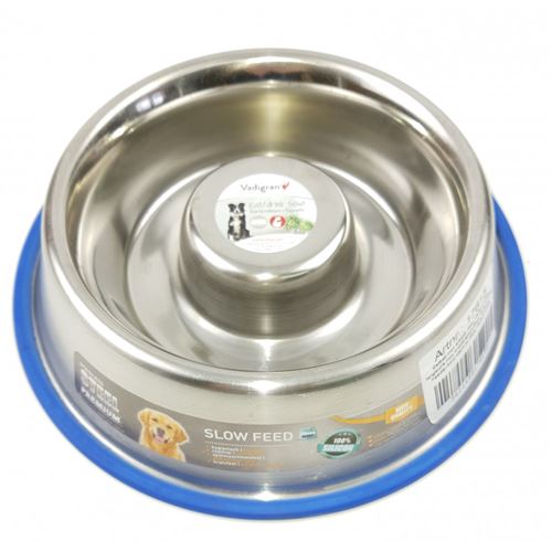 Gamelle inox antidérapante. anti glouton SLOW ø 18 cm 0,75 Litre - Nobby - VA-17616