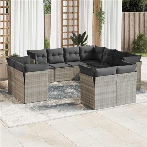Non Communiqué Gris Vidaxl Salon De Jardin Avec Coussins 9 Pcs, Canapés Avec Pieds Réglables, Ensemble De Meubles D'extérieur Patio Terrasse, 3217767