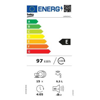 Beko LAP65W2 - Lave-vaisselle - largeur : 59.8 cm - profondeur : 60 cm - hauteur : 85 cm - blanc