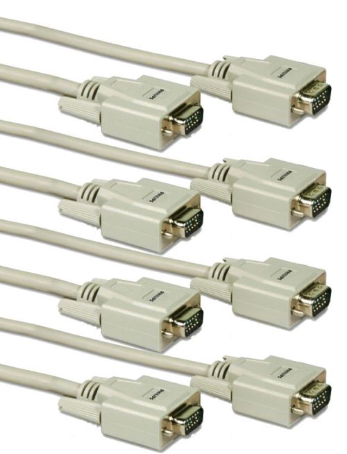 4 câbles VGA dorés 5 m Philips SWV2714W