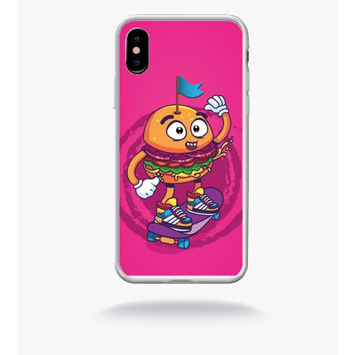 Coque Burger Fond Rose Compatible Apple Iphone X Bord Transparent