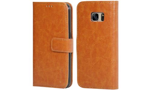 Etui type portefeuille DEVIA pour Galaxy-S7 camel