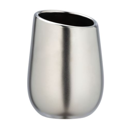 Gobelet de salle de bain design mat Badi - Argent chromé