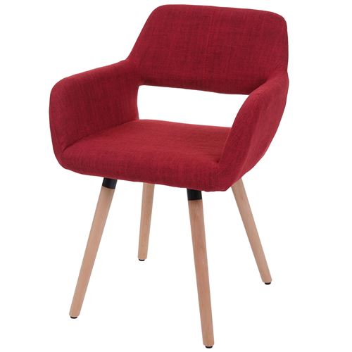 Chaise de salle à manger MENDLER HWC-A50 II tissu rouge pourpre