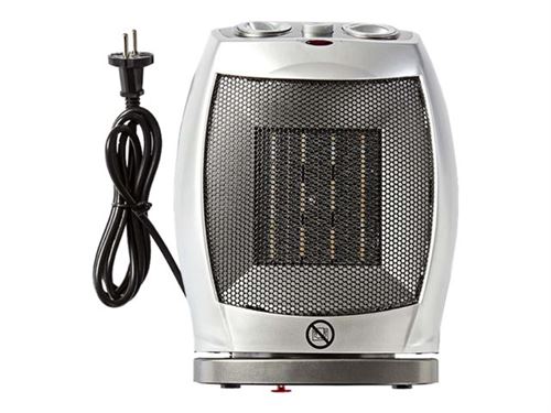Nedis HTFA11CWT Radiateur soufflant c&eacute;ramique, 750 & 1 500 W, Gris