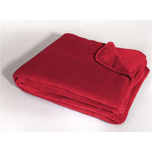 Jete de canape 180 x 220 cm coral uni louna Rouge