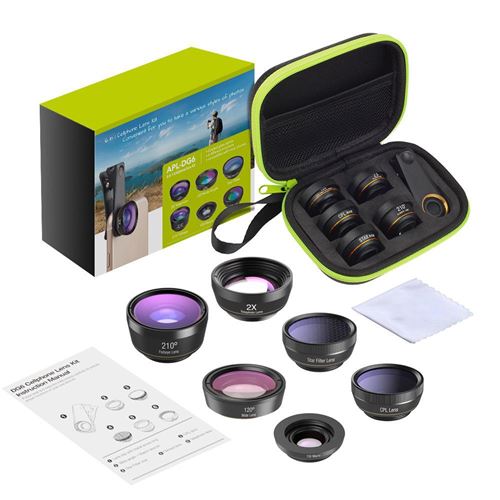 APEXEL 6-en-1 Set Objectif pour Téléphone Portable