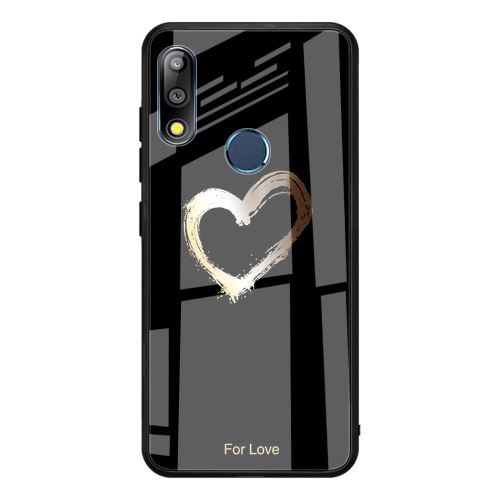 Coque en TPU hybride d'impression de motifs coeur noir pour votre Asus Zenfone Max Pro (M2) ZB631KL