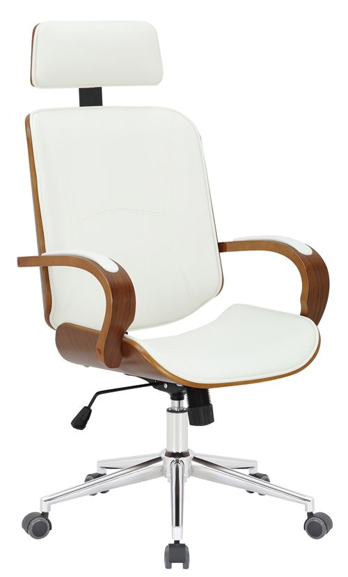 Fauteuil de bureau Dayton en similicuir - Couleur Noyer/Blanc