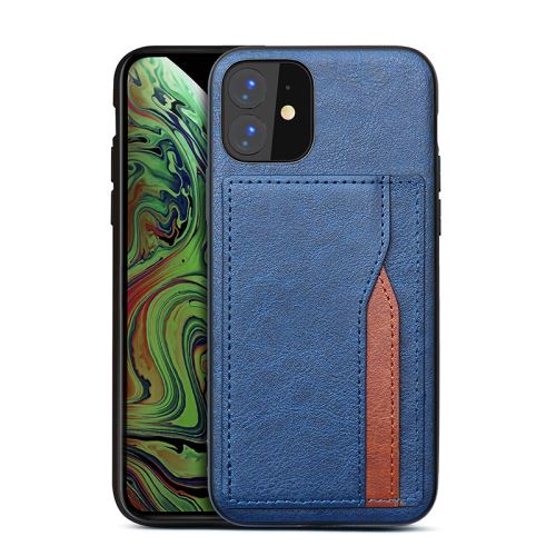 Coque en cuir avec fente carte pour Apple iPhone 11 6.1 - Bleu