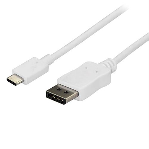 StarTech.com 6ft/1.8m USB C to DisplayPort 1.2 Cable 4K 60Hz, USB-C to DisplayPort Adapter Cable HBR2, USB Type-C DP Alt Mode to DP Monitor Video Cable, Works with Thunderbolt 3, White - USB-C Male to DP Male (CDP2DPMM6W) - Câble DisplayPort - USB-C (M)