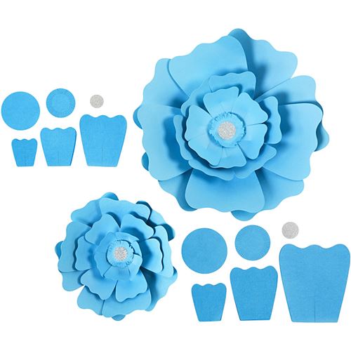 Happy Moments papier fleurs bleu clair 15 + 25 cm 2 pièces