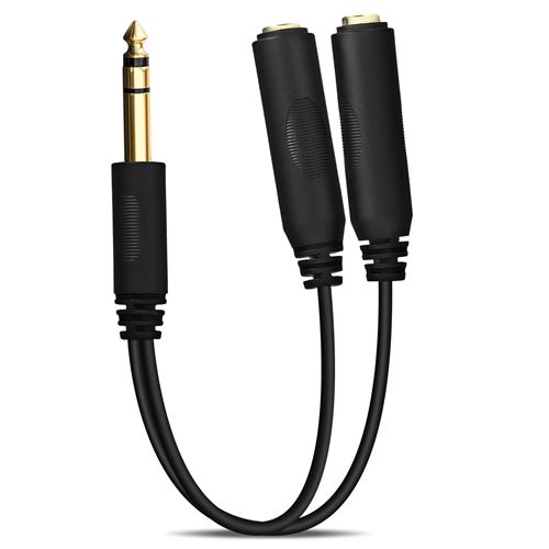 Avizar Adaptateur Jack 635mm Mâle Vers Double Jack 635mm Femelle Splitter 27cm Noir