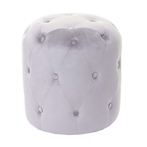 Tabouret MENDLER HWC-D22, ottoman avec rivets, 42x39cm velours, gris clair